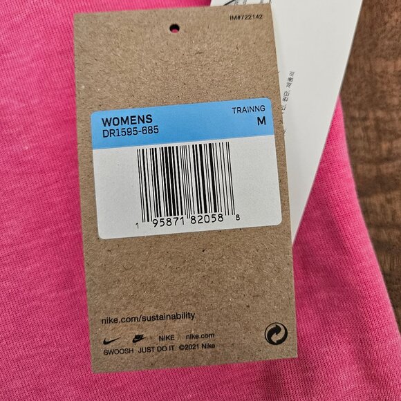 Nike Open Front Wrap Top Womens Medium Pink DRI-FIT Training Athletic NWT - Picture 4 of 6